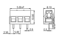 ELK500V-XXP 0.197 Inch (in) Pitch Diameter Printed Circuit Board (PCB) Terminal Block - 2