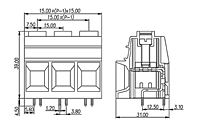 ESK150V-XXP 0.591 Inch (in) Pitch Diameter Printed Circuit Board (PCB) Terminal Block - 2