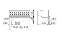 ESK381R-XXP 0.15 Inch (in) Pitch Diameter Printed Circuit Board (PCB) Terminal Block - 2