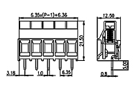 ESK635V-XXP 0.25 Inch (in) Pitch Diameter Printed Circuit Board (PCB) Terminal Block - 2