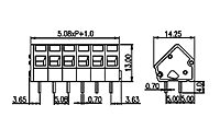 WKA508-XXP 0.2 Inch (in) Pitch Diameter Printed Circuit Board (PCB) Terminal Block - 2