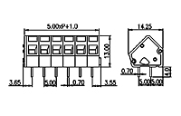 WKA500-XXP 0.197 Inch (in) Pitch Diameter Printed Circuit Board (PCB) Terminal Block - 2