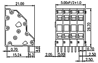 WKK500-XXP 0.197 Inch (in) Pitch Diameter Printed Circuit Board (PCB) Terminal Block - 2