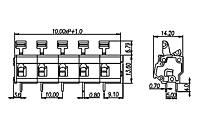 WKR100A-XXP 0.394 Inch (in) Pitch Diameter Printed Circuit Board (PCB) Terminal Block - 2