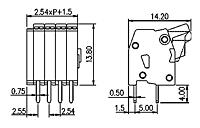 WKV254A-XXP 0.1 Inch (in) Pitch Diameter Printed Circuit Board (PCB) Terminal Block - 2