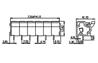 WKV750A-XXP 0.295 Inch (in) Pitch Diameter Printed Circuit Board (PCB) Terminal Block - 2