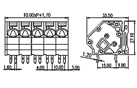 WSKA100-XXP 0.394 Inch (in) Pitch Diameter Printed Circuit Board (PCB) Terminal Block - 2