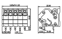 WSKA500S-XXP 0.197 Inch (in) Pitch Diameter Printed Circuit Board (PCB) Terminal Block - 2