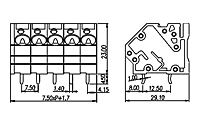 WSKA750S-XXP 0.295 Inch (in) Pitch Diameter Printed Circuit Board (PCB) Terminal Block - 2