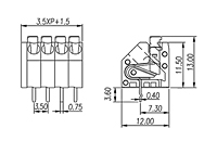 0136-21XX 0.138 Inch (in) Pitch Diameter Printed Circuit Board (PCB) Terminal Block - 2