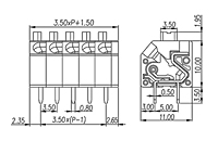 0137-40XX 0.138 Inch (in) Pitch Diameter Printed Circuit Board (PCB) Terminal Block - 2