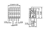 0138-10XX 0.1 Inch (in) Pitch Diameter Printed Circuit Board (PCB) Terminal Block - 2