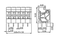 0138-70XX 0.197 Inch (in) Pitch Diameter Printed Circuit Board (PCB) Terminal Block - 2