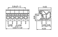 0138-76XX 0.197 Inch (in) Pitch Diameter Printed Circuit Board (PCB) Terminal Block - 2