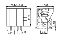 141V-XXP 0.1 Inch (in) Pitch Diameter Printed Circuit Board (PCB) Terminal Block - 2