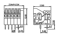 141R-XXP 0.1 Inch (in) Pitch Diameter Printed Circuit Board (PCB) Terminal Block - 2