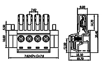 EC762HVNM-XXP 0.300 Inch (in) Pitch Diameter Printed Circuit Board (PCB) Connector-Plug - 2