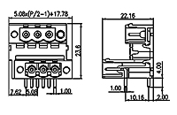 2EEHDRM-XXP 0.200 Inch (in) Pitch Diameter Printed Circuit Board (PCB) Connector Socket - 2