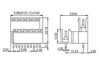 2EEHDV-XXP 0.200 Inch (in) Pitch Diameter Printed Circuit Board (PCB) Connector Socket - 2