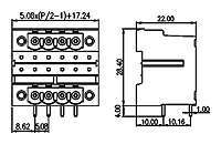 2EHDBRM-XXP 0.200 Inch (in) Pitch Diameter Printed Circuit Board (PCB) Connector Socket - 2