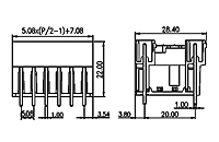 2EHDBV-XXP 0.200 Inch (in) Pitch Diameter Printed Circuit Board (PCB) Connector Socket - 2