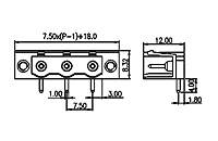 7EHDRM-XXP 0.295 Inch (in) Pitch Diameter Printed Circuit Board (PCB) Connector Socket - 2