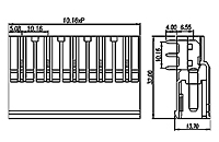 ECH116L-XXP 0.400 Inch (in) Pitch Diameter Printed Circuit Board (PCB) Connector Socket - 2