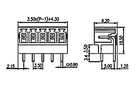 ECH350H-XXP 0.138 Inch (in) Pitch Diameter Printed Circuit Board (PCB) Connector Socket - 2