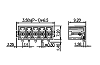 ECH350RT-XXPL 0.138 Inch (in) Pitch Diameter Printed Circuit Board (PCB) Connector Socket - 2