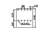 ECHB350R-XXP 0.138 Inch (in) Pitch Diameter Printed Circuit Board (PCB) Connector Socket - 3