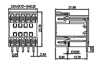 ECHB381R-XXP 0.150 Inch (in) Pitch Diameter Printed Circuit Board (PCB) Connector Socket - 2