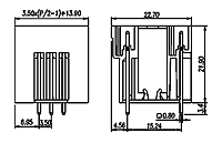 ECHB350VM-XXP 0.138 Inch (in) Pitch Diameter Printed Circuit Board (PCB) Connector Socket - 2