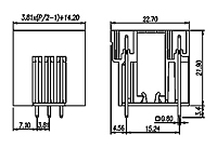 ECHB381VM-XXP 0.150 Inch (in) Pitch Diameter Printed Circuit Board (PCB) Connector Socket - 2