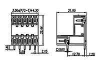 EECH350R-XXP 0.138 Inch (in) Pitch Diameter Printed Circuit Board (PCB) Connector Socket - 2