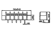 DT-25-A01W-XX 0.3 Inch (in) Pitch Diameter Single Row Barrier Terminal Block - 2