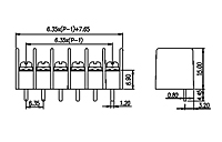 DT-15-B01W-XX 0.25 Inch (in) Pitch Diameter Single Row Barrier Terminal Block - 2