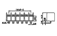 DT-25-B14W-XX 0.3 Inch (in) Pitch Diameter Single Row Barrier Terminal Block - 2