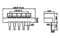 DT-29-A03W-XX 0.25 Inch (in) Pitch Diameter Single Row Barrier Terminal Block - 2