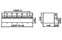 DT-29-B01W-XX 0.25 Inch (in) Pitch Diameter Single Row Barrier Terminal Block - 2