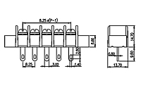 DT-35-A02W-XX 0.325 Inch (in) Pitch Diameter Single Row Barrier Terminal Block - 2