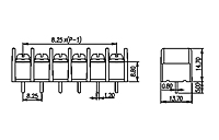 DT-35-B01W-XX 0.325 Inch (in) Pitch Diameter Single Row Barrier Terminal Block - 2