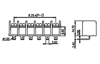 DT-35-B07W-XX 0.325 Inch (in) Pitch Diameter Single Row Barrier Terminal Block - 2