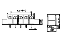 DT-35C-A01W-XX 0.325 Inch (in) Pitch Diameter Single Row Barrier Terminal Block - 2