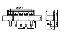 DT-35C-A02W-XX 0.325 Inch (in) Pitch Diameter Single Row Barrier Terminal Block - 2