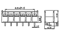 DT-35C-B01W-XX 0.325 Inch (in) Pitch Diameter Single Row Barrier Terminal Block - 2