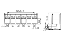 DT-35C-B14W-XX 0.325 Inch (in) Pitch Diameter Single Row Barrier Terminal Block