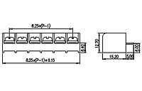 DT-39-B02W-XX 0.325 Inch (in) Pitch Diameter Single Row Barrier Terminal Block - 2