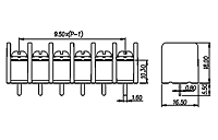 DT-45-A02W-XX 0.375 Inch (in) Pitch Diameter Single Row Barrier Terminal Block - 2