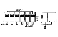 DT-45-B14W-XX 0.375 Inch (in) Pitch Diameter Single Row Barrier Terminal Block - 2