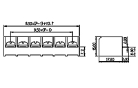 DT-49-B02W-XX 0.375 Inch (in) Pitch Diameter Single Row Barrier Terminal Block - 2